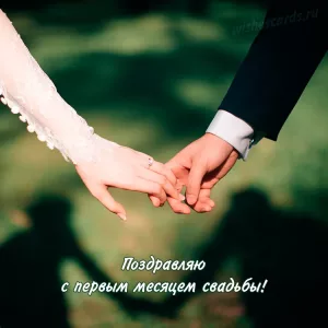 Открытка поздравляю с первым месяцем свадьбы скачать бесплатно на сайте wishescards.ru