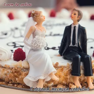Открытка совет да любовь с первым месяцем свадьбы скачать бесплатно на сайте wishescards.ru