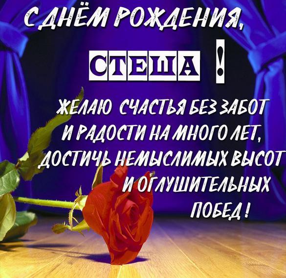 Скачать бесплатно Бесплатная картинка с днем рождения Стеша на сайте WishesCards.ru