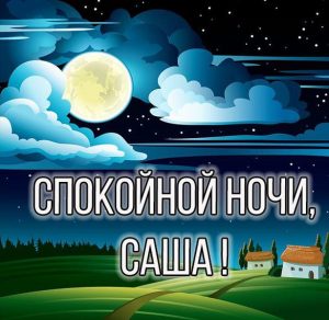 Скачать бесплатно Бесплатная картинка спокойной ночи Саша на сайте WishesCards.ru