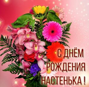 Скачать бесплатно Бесплатная открытка с днем рождения для Настеньки на сайте WishesCards.ru
