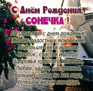 Скачать бесплатно Бесплатная открытка с днем рождения Сонечка на сайте WishesCards.ru