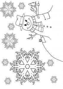 Скачать бесплатно Черно белая новогодняя картинка для распечатки со снежинками на сайте WishesCards.ru