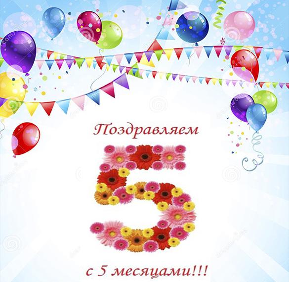 Скачать бесплатно Электронная открытка на 5 месяцев на сайте WishesCards.ru