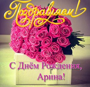Скачать бесплатно Электронная открытка с днем рождения Арина на сайте WishesCards.ru