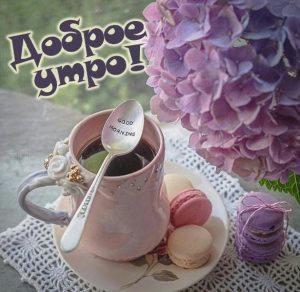 Скачать бесплатно Картинка доброе утро с чашкой кофе на сайте WishesCards.ru