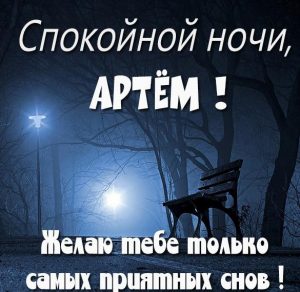 Скачать бесплатно Картинка доброй ночи Артем на сайте WishesCards.ru