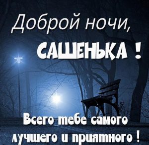 Скачать бесплатно Картинка доброй ночи Сашенька на сайте WishesCards.ru