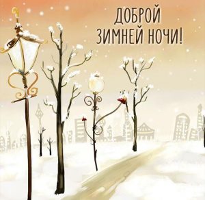 Скачать бесплатно Картинка доброй зимней ночи красивая на сайте WishesCards.ru