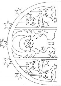Скачать бесплатно Картинка новогодний трафарет на окна для распечатки на сайте WishesCards.ru