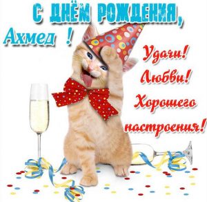 Скачать бесплатно Картинка прикол с днем рождения Ахмед на сайте WishesCards.ru