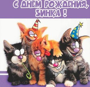 Скачать бесплатно Картинка прикол с днем рождения Зинка на сайте WishesCards.ru