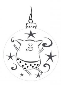 Скачать бесплатно Картинка раскраска со свинкой на Новый Год на сайте WishesCards.ru