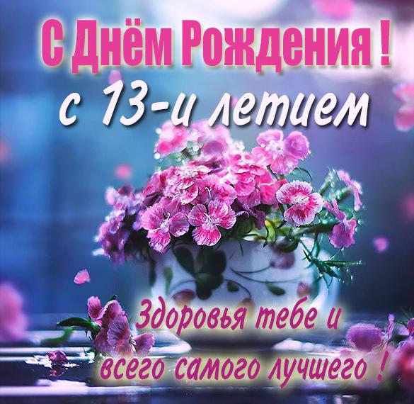 Скачать бесплатно Картинка с 13 летием девочке на сайте WishesCards.ru