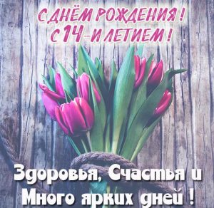 Скачать бесплатно Картинка с днем рождения девушке на 14 лет на сайте WishesCards.ru