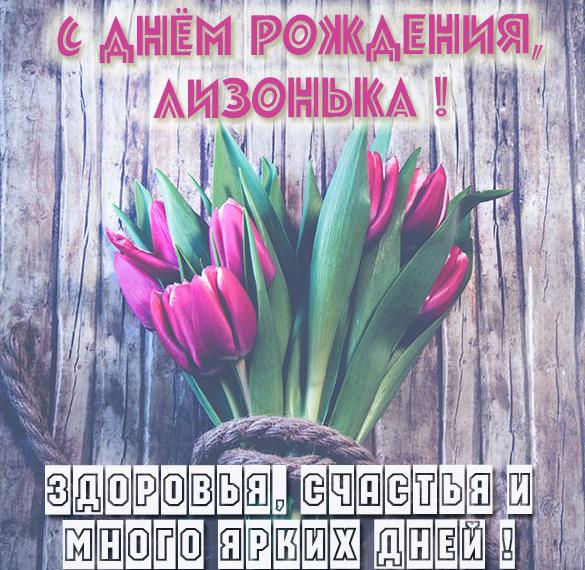 Скачать бесплатно Картинка с днем рождения Лизонька для девочки на сайте WishesCards.ru