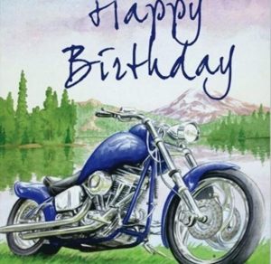 Скачать бесплатно Картинка с днем рождения парню мотоциклисту на сайте WishesCards.ru