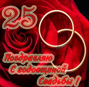 Скачать бесплатно Картинка с днем свадьбы на 25 лет на сайте WishesCards.ru