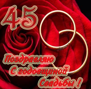 Скачать бесплатно Картинка с годовщиной свадьбы на 45 лет на сайте WishesCards.ru