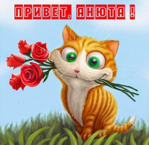 Скачать бесплатно Картинка с именем Анюта привет на сайте WishesCards.ru