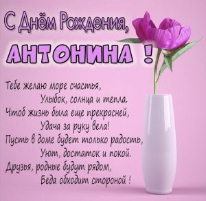 Скачать бесплатно Картинка с поздравлением с днем рождения Антонине на сайте WishesCards.ru