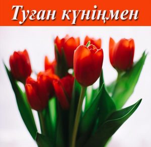 Скачать бесплатно Картинка с поздравлением с днем рождения на казахском на сайте WishesCards.ru