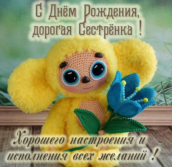 Скачать бесплатно Картинка с поздравлением с днем рождения сестренке на сайте WishesCards.ru