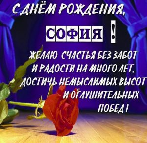 Скачать бесплатно Картинка с поздравлением с днем рождения София на сайте WishesCards.ru