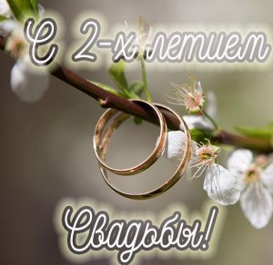 Скачать бесплатно Картинка с поздравлением с годовщиной свадьбы 2 года на сайте WishesCards.ru