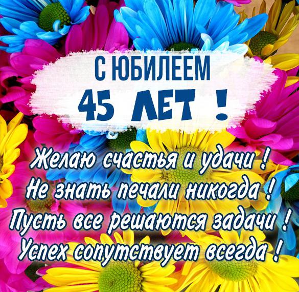 Скачать бесплатно Картинка с юбилеем на 45 лет женщине на сайте WishesCards.ru