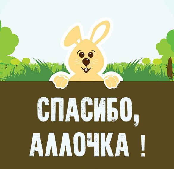 Скачать бесплатно Картинка спасибо Аллочка на сайте WishesCards.ru
