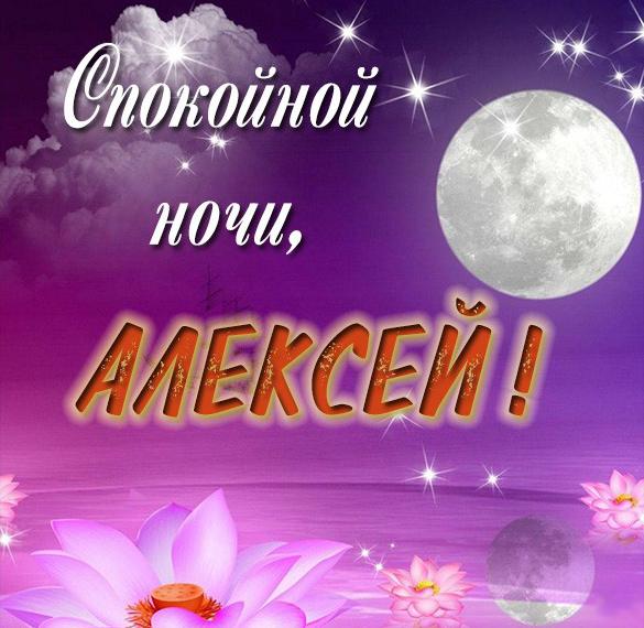Скачать бесплатно Красивая картинка спокойной ночи Алексей на сайте WishesCards.ru