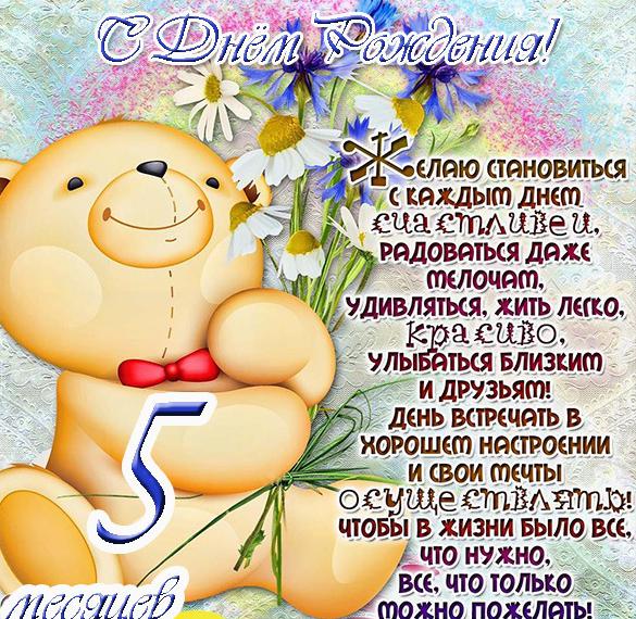 Скачать бесплатно Красивая открытка на 5 месяцев мальчику на сайте WishesCards.ru