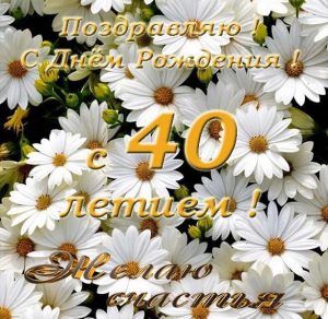 Скачать бесплатно Красивая открытка с днем рождения на 40 лет на сайте WishesCards.ru