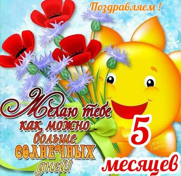 Скачать бесплатно Красивая открытка с поздравлением на 5 месяцев мальчику на сайте WishesCards.ru