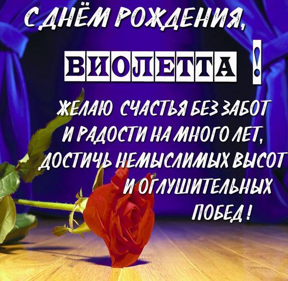 Скачать бесплатно Красивая открытка с поздравлением с днем рождения Виолетте на сайте WishesCards.ru
