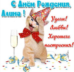 Скачать бесплатно Красивая прикольная картинка с днем рождения Алина на сайте WishesCards.ru