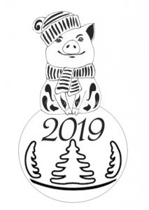 Скачать бесплатно Новогодний трафарет на окна 2019 формат а4 на сайте WishesCards.ru