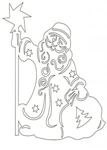 Скачать бесплатно Новогодняя картинка для распечатки с Дедом Морозом на сайте WishesCards.ru