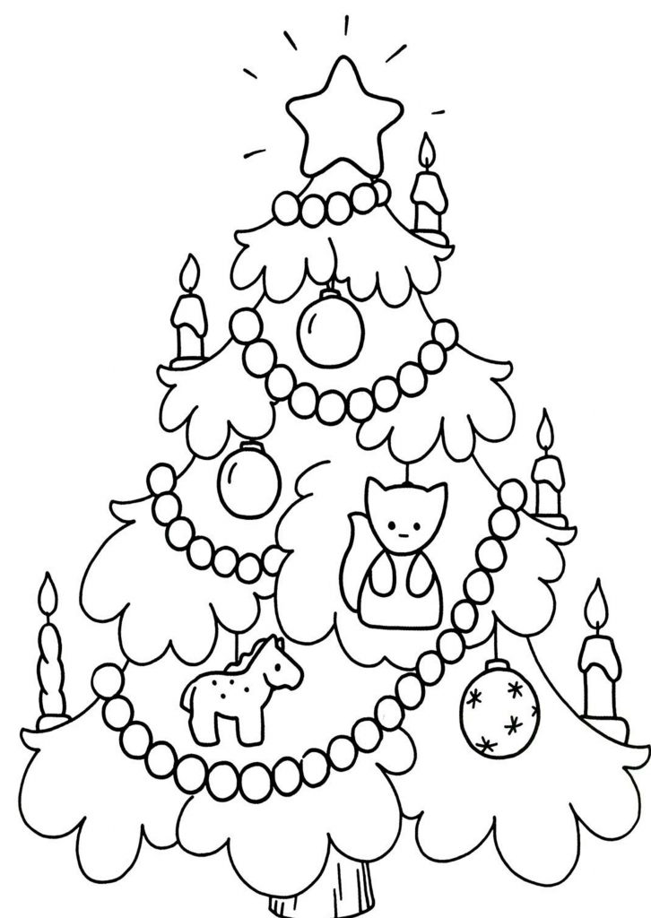 Скачать бесплатно Новогодняя картинка раскраска с елкой на сайте WishesCards.ru