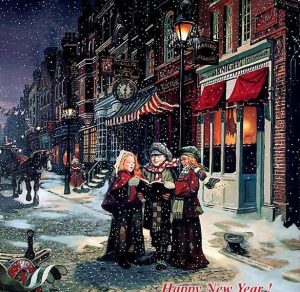 Скачать бесплатно Новогодняя открытка в старинном английском стиле на сайте WishesCards.ru