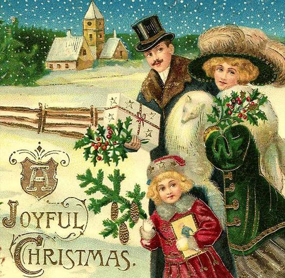Скачать бесплатно Новогодняя открытка в старинном немецком стиле на сайте WishesCards.ru