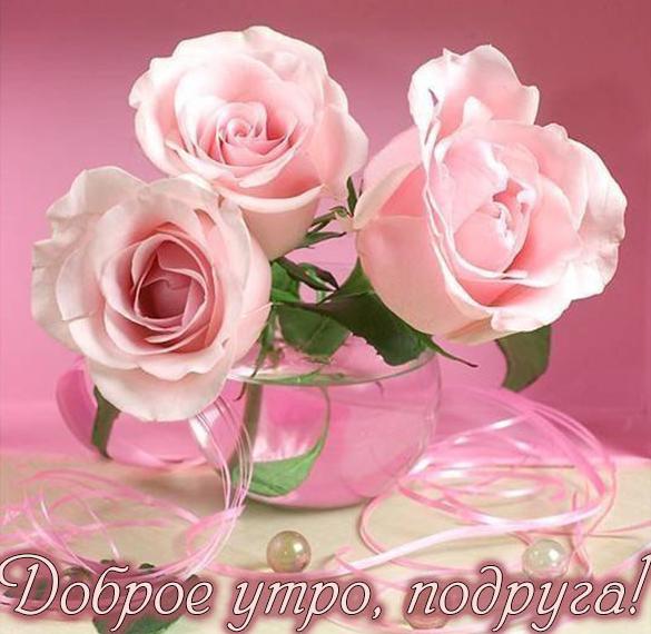 Скачать бесплатно Открытка доброе утро подруга розы на сайте WishesCards.ru