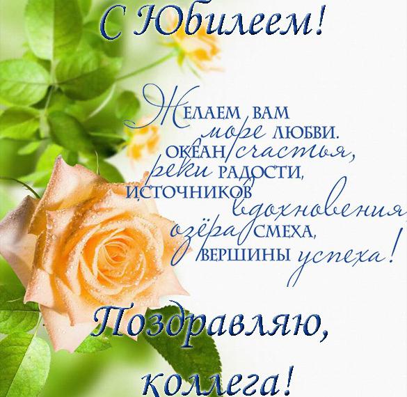 Скачать бесплатно Открытка к юбилею коллеге женщине на сайте WishesCards.ru