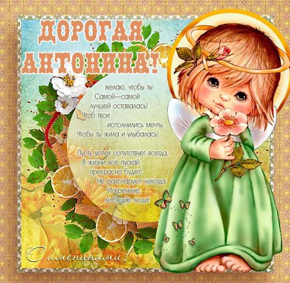 Скачать бесплатно Открытка на именины для Антонины на сайте WishesCards.ru