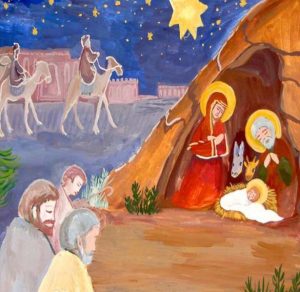 Скачать бесплатно Открытка на Рождество Христово в рисунке на сайте WishesCards.ru