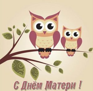 Скачать бесплатно Открытка на тему сова и совенок ко дню матери на сайте WishesCards.ru