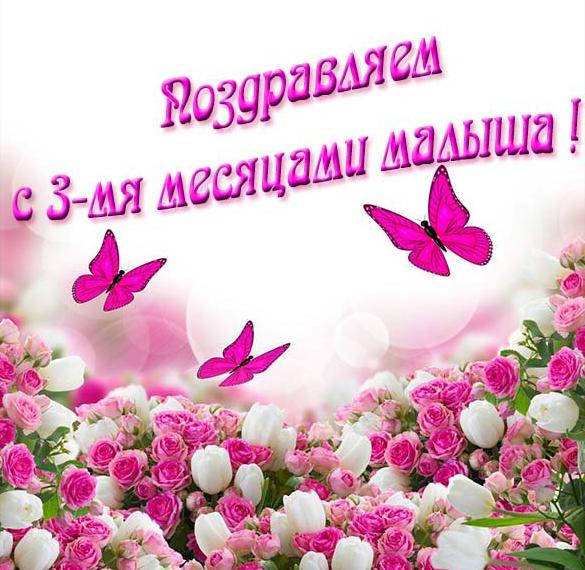 Скачать бесплатно Открытка на три месяца ребенка на сайте WishesCards.ru