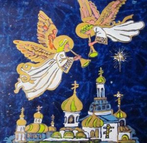 Скачать бесплатно Открытка рисунок на рождественскую тему на сайте WishesCards.ru