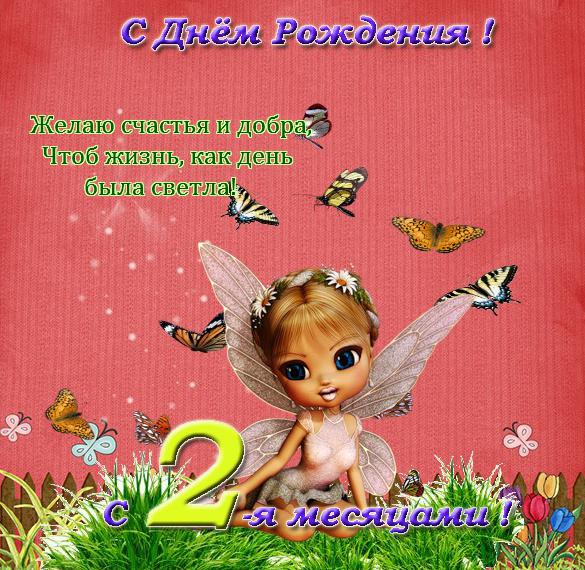 Скачать бесплатно Открытка с 2 месяцами девочке на сайте WishesCards.ru